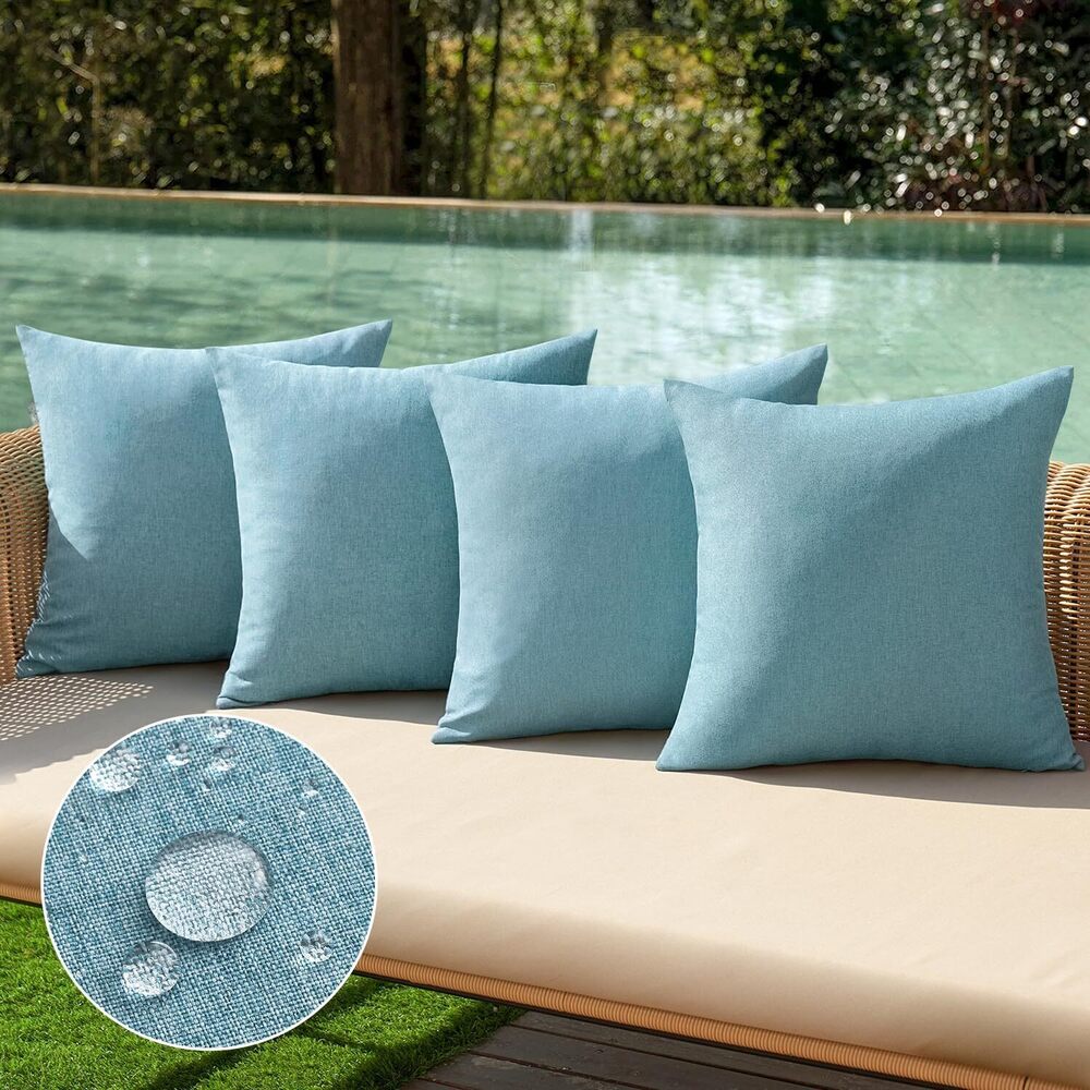 5745 Pack of 4 Decorative Outdoor Throw Pillow Covers Linen Waterproof